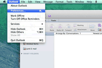 outlook 2011 for mac email setup not visible
